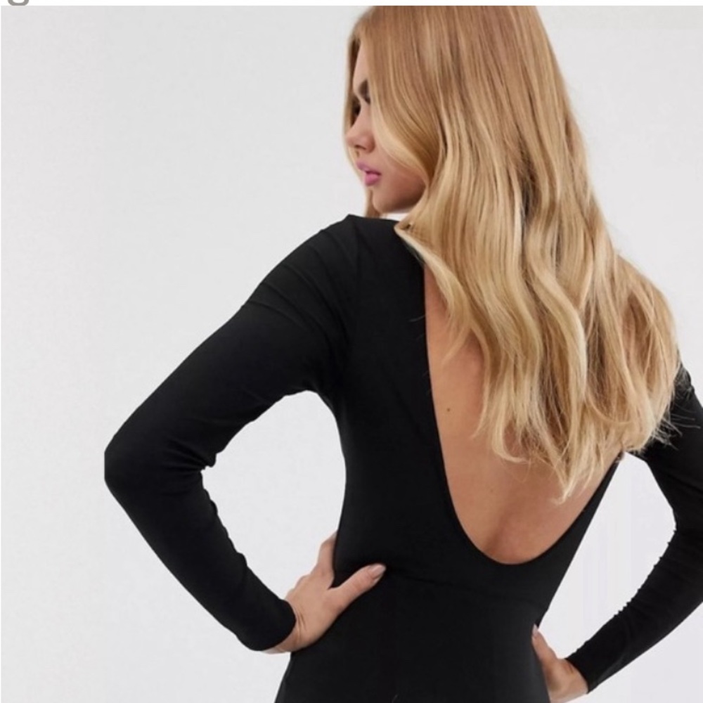 ASOS Unitard bike short bodysuit long sleeve low back